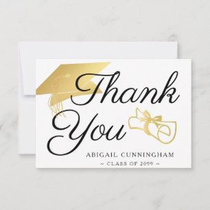 Student Faux Gold Foil Cap Diploma Tack Kort
