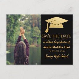 Student Faux Gold Foil Hat | Spara datumfotot Vykort