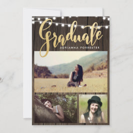 Student Faux Gold Foil | String Ljus Photo Inbjudningar
