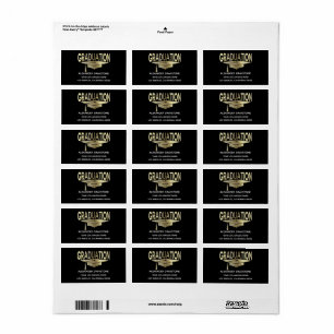 Student Faux Guld Studenten Black Classic Adressetikett