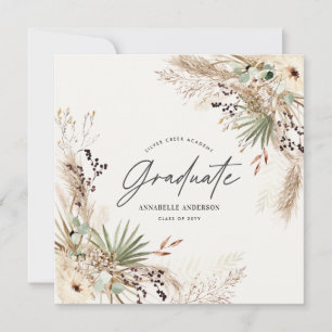 Student favör pampas eucalyptus elegant script inbjudningar