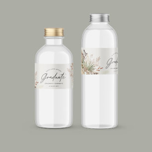 Student favör pampas eucalyptus elegant script vattenflaskor etikett