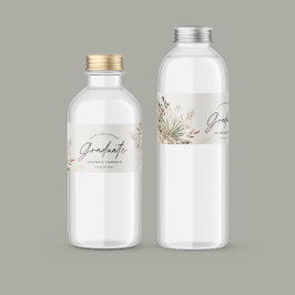 Student favör pampas eucalyptus elegant script vattenflaskor etikett