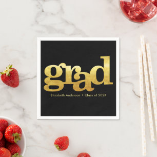 Student fet enkel modern svart guld typografi pappersservett