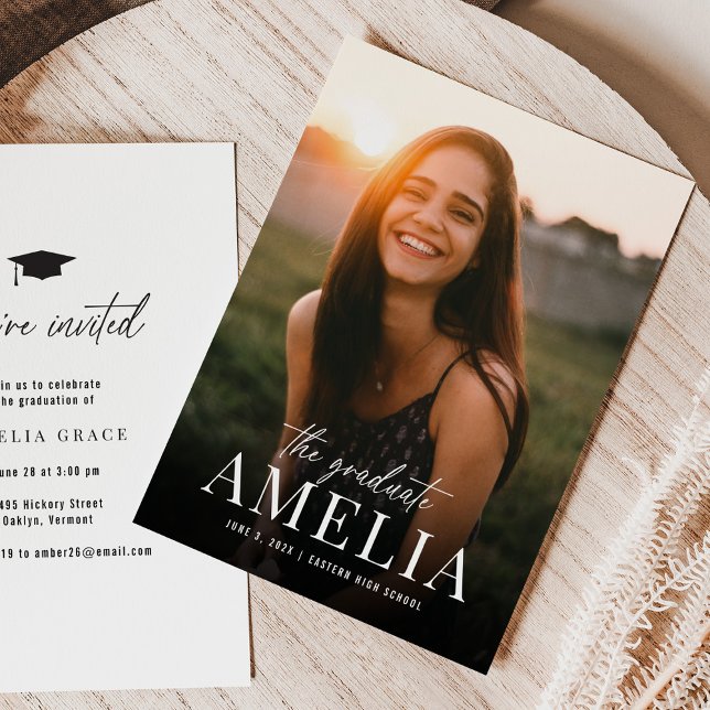 Student | Fet Namn Studenten Inbjudningar (The Graduate | Bold Name Graduation Invitation)