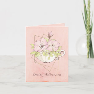 Student Flowers Tea Kopp Rosa vid medicinska skola Kort