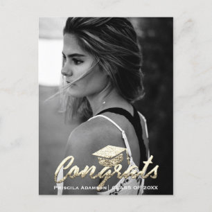 Student-fotoklass för Namn Guld Glitter Vykort