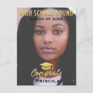 Student-fotoklass för Namn Guld Glitter Vykort