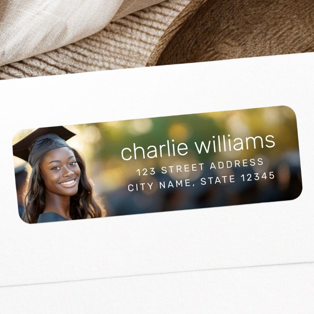 Student-fotot studenten returadress returadress etikett (Graduate photo graduation return address label)