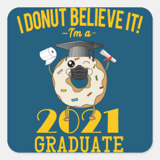 Student från 2021 Munk Meme Rolig Examen Fyrkantigt Klistermärke