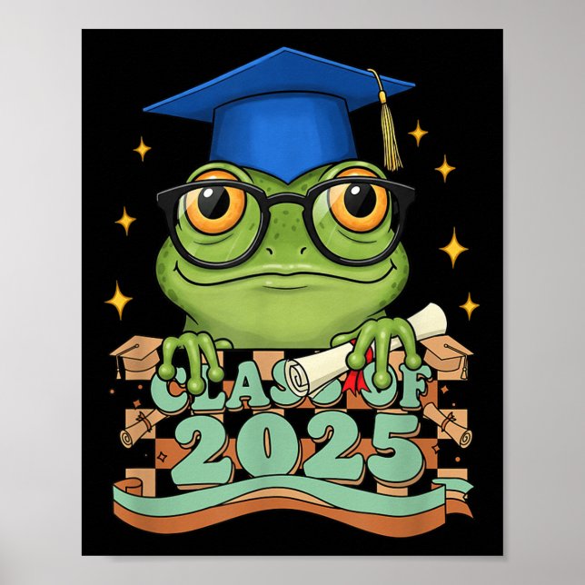 Student Frog Cl av 2025 Kids Manar Womens Graduati Poster (Framsidan)