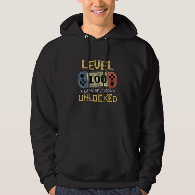 Student Gamer Retro 100th Day Teacher 100 Days of  Hoodie (Framsida)