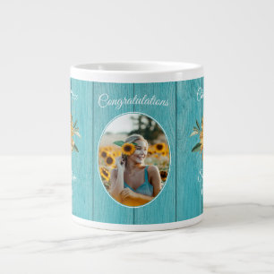 Student Gift Rustic Teal Blue Barn Wood Jumbo Mugg