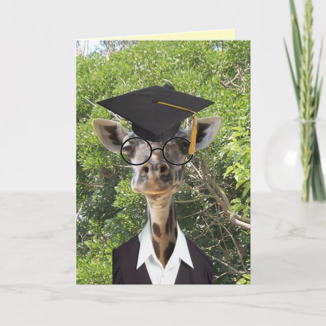 Student Giraffe Guld Tassel Kort (Framsida)