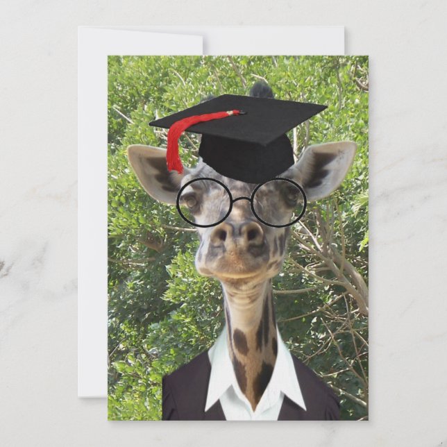Student Giraffe Red Tassel Inbjudningar (Framsida)