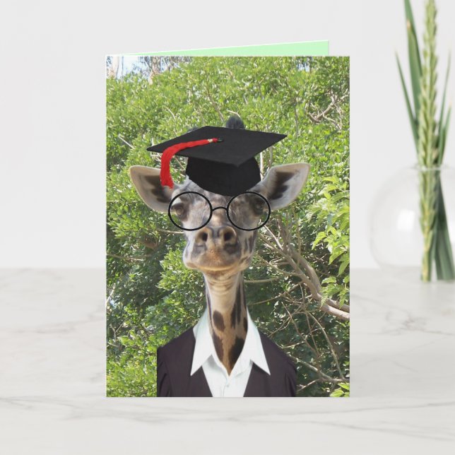 Student Giraffe Red Tassel Kort (Framsida)