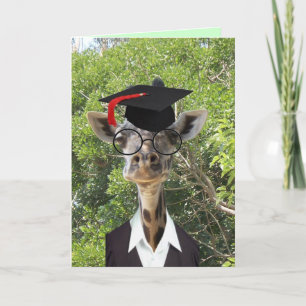 Student Giraffe Red Tassel Kort