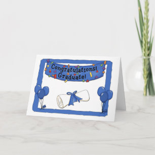 Student Grattis Blue Kort