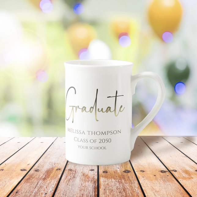 Student Guld Confetti Modern Calligraphy-skript P Benporslin Mugg (Skapare uppladdad)