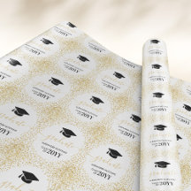 Student Guld Glitter Konfetti White Black