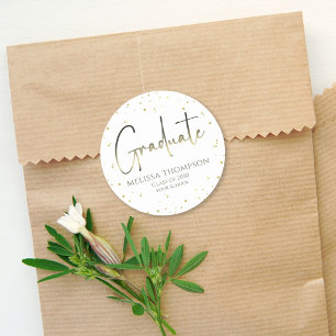 Student Guld Konfetti Modern calligrafi-skript Runt Klistermärke
