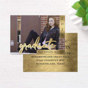 Student Guld skript Elegant Fotomeddelande Visitkort