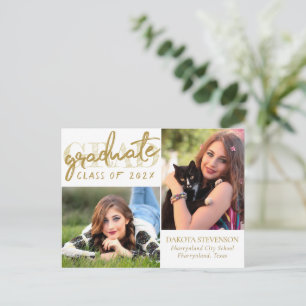 Student Guld skript Elegant Grad 2 Photo Vykort