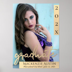 Student Guld skript Elegant Grad Photo Keepsak Poster