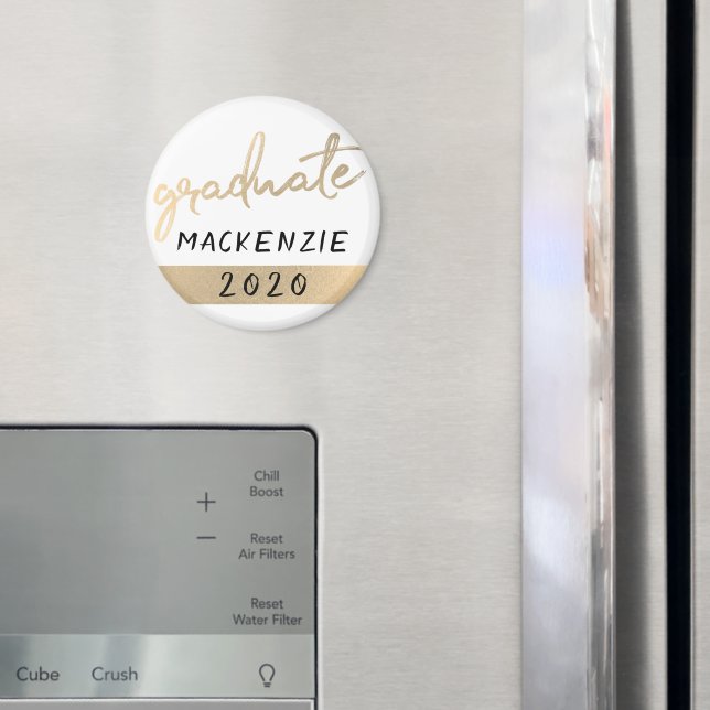 Student Guld skript | Klasspensel med år Magnet (In Situ (Fridge))