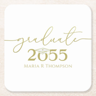Student Guld Typography Tack Anpassningsbar Underlägg Papper Kvadrat