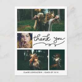 Student Handskriftlig | Fyra foto | Tack Vykort