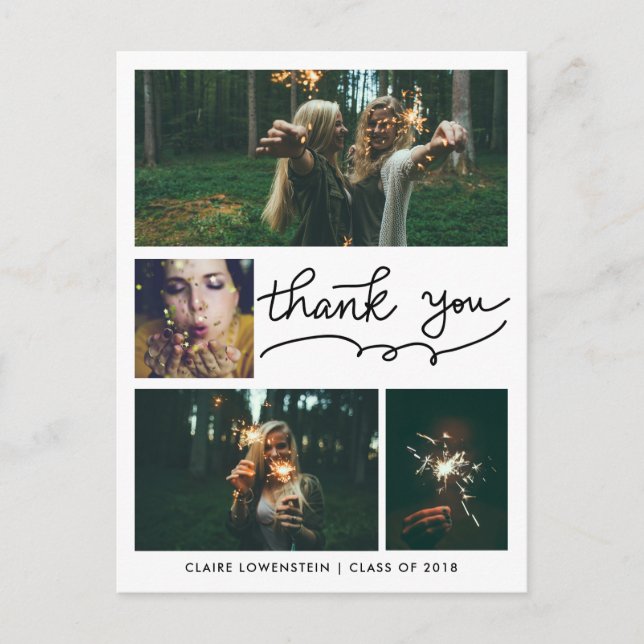 Student Handskriftlig | Fyra foto | Tack Vykort (Framsida)