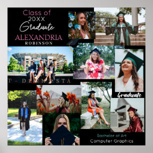 Student Hat Anpassningsbar Multi Photo Collage 6V2 Poster