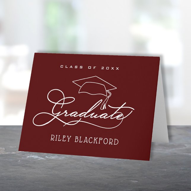 Student Hat på Mörken Maroon Anteckningskort (Skapare uppladdad)