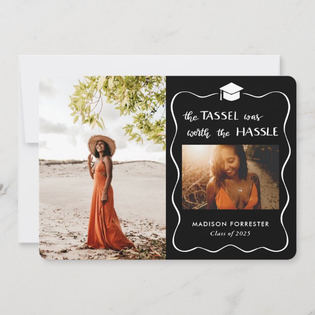 Student Hat Script Tassel var värdig Hassle Inbjudningar (Framsida)