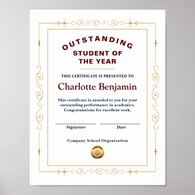 Student i Anpassningsbarna för årscertifikatet Poster (Framsidan)