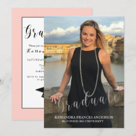 Student i Silver-skriptfotot Studenten Inbjudningar