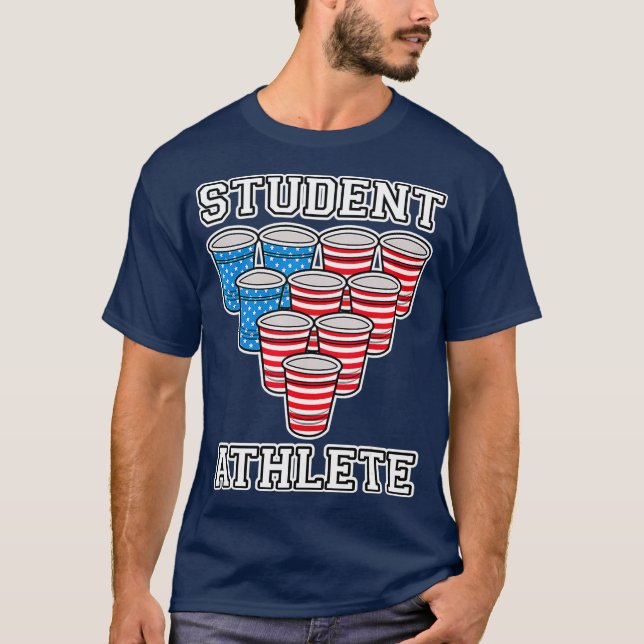 Student Idrottsman Beer Pong College T Shirt (Framsida)