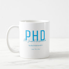 Student Keepie White Blue Namn Degree PhD Kaffemugg