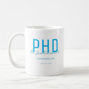 Student Keepie White Blue Namn Degree PhD Kaffemugg