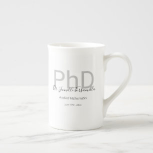 Student Keepsaké Black Grått Namn PhD Studenten Benporslin Mugg