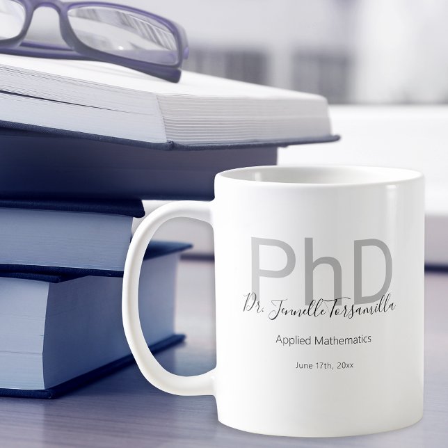 Student Keepsaké Black Grått Namn PhD Studenten Kaffemugg (Skapare uppladdad)