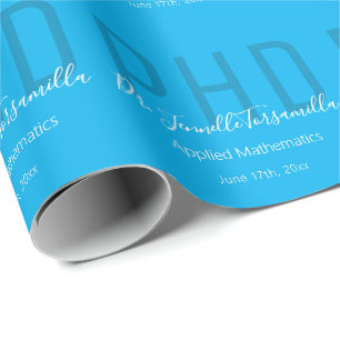 Student Keepsaké Blue White Namn grad PhD Presentpapper