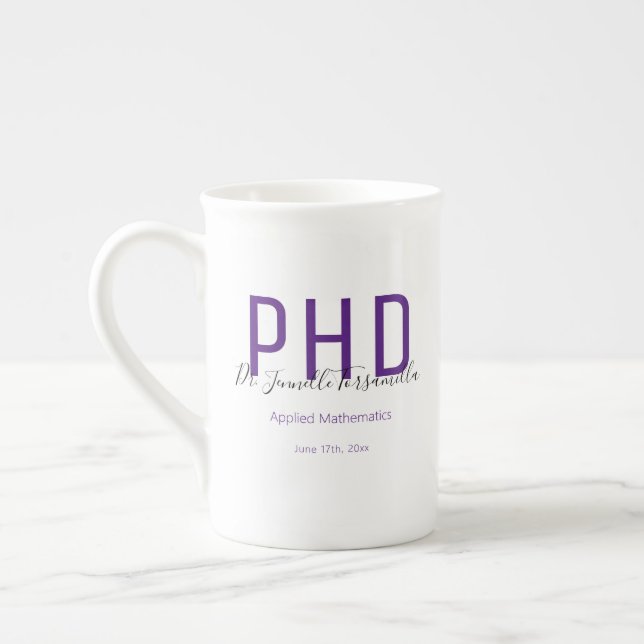 Student Keepsaké Lila Namn Degree PhD Benporslin Mugg (Vänster)