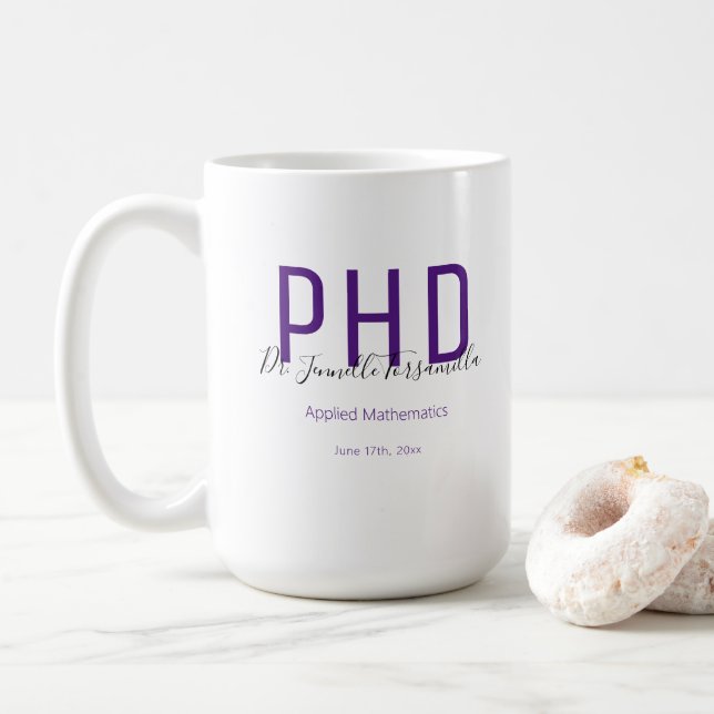 Student Keepsaké Lila Namn PhD-kaffe Mugg (Med munk)