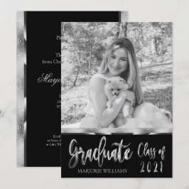 Student-klass 2021 Silver Black and White Inbjudningar