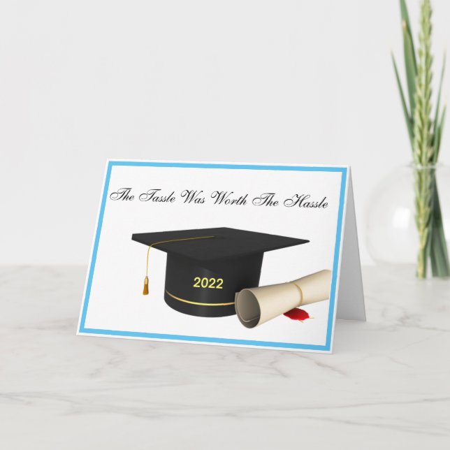 Student-klass 2022 Kap och Tassel Blue Gräns Kort (Framsida)