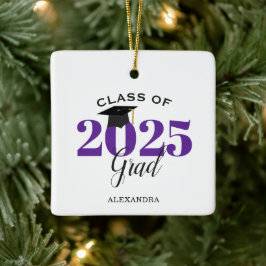 Student-klass 2025 Modern Lila Julgransprydnad Keramik