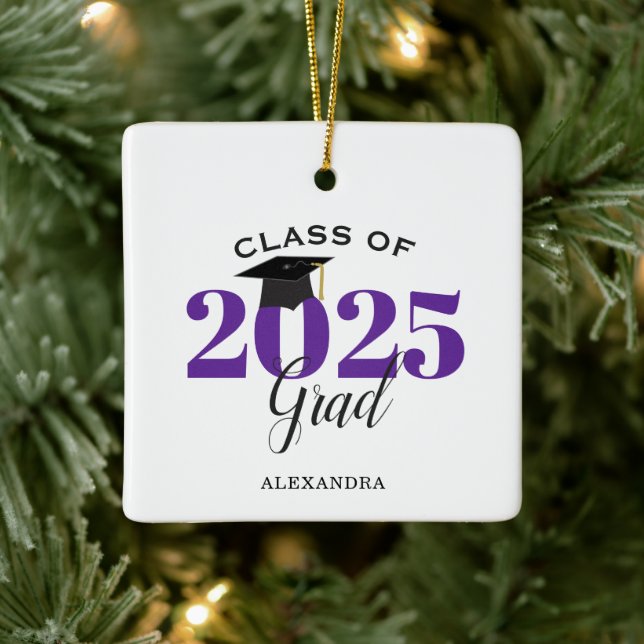 Student-klass 2025 Modern Lila Julgransprydnad Keramik (Träd)
