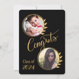 Student-klass 20_ Guld Glitter 4 bilder Inbjudningar